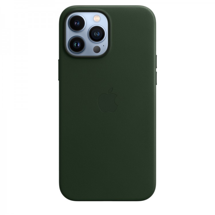 кожаный чехол apple iphone 13 pro max leather case magsafe Sequoia Green