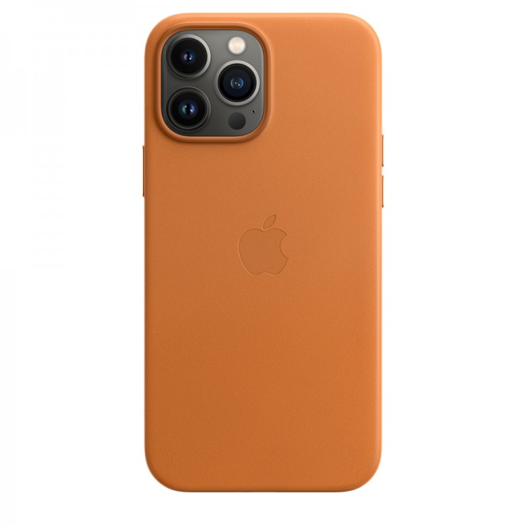 кожаный чехол apple iphone 13 pro max leather case magsafe Golden Brown